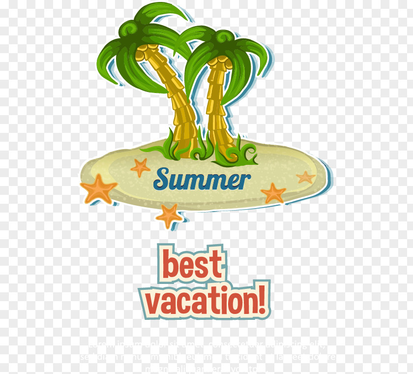 Vector Coconut Trees Cartoon Summer Illustration PNG