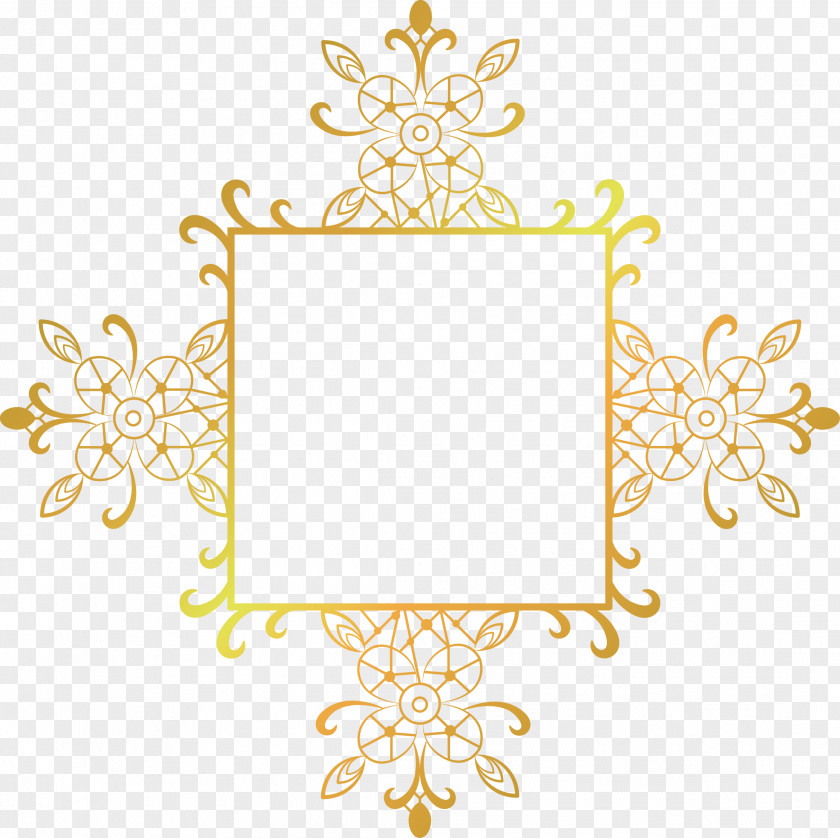 Vector Painted Gold Frame Decorative Motifs Motif PNG