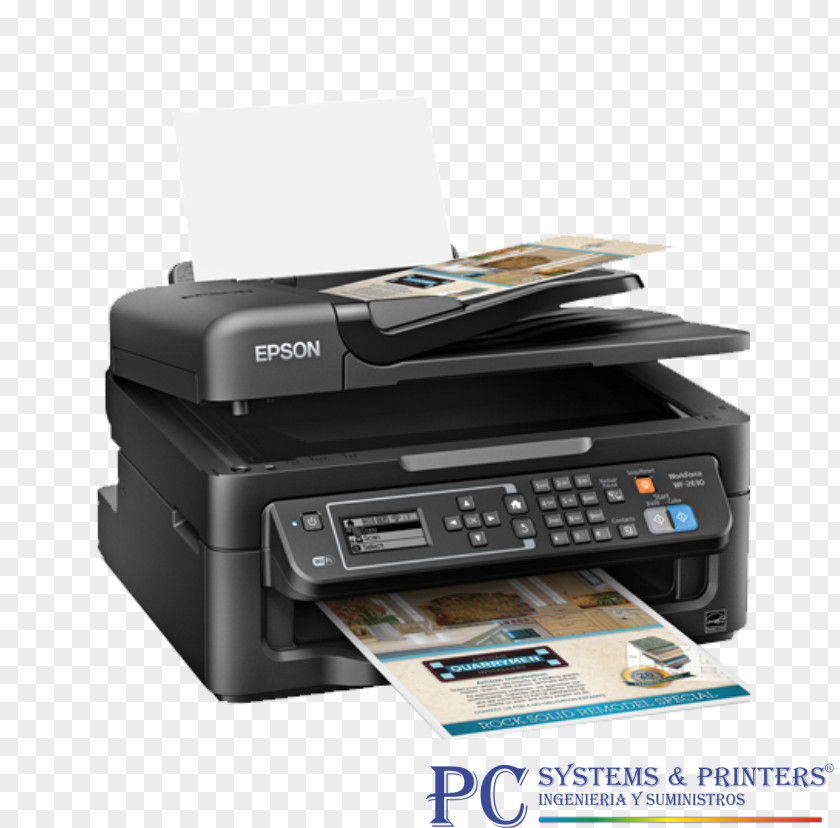 Printer Inkjet Printing Multi-function Epson WorkForce WF-2630 Image Scanner PNG