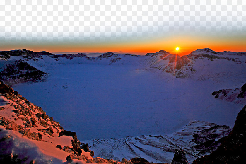 Sunrise Mt Korea Baekdu Mountain Heaven Lake China Volcano Bidezidor Kirol PNG