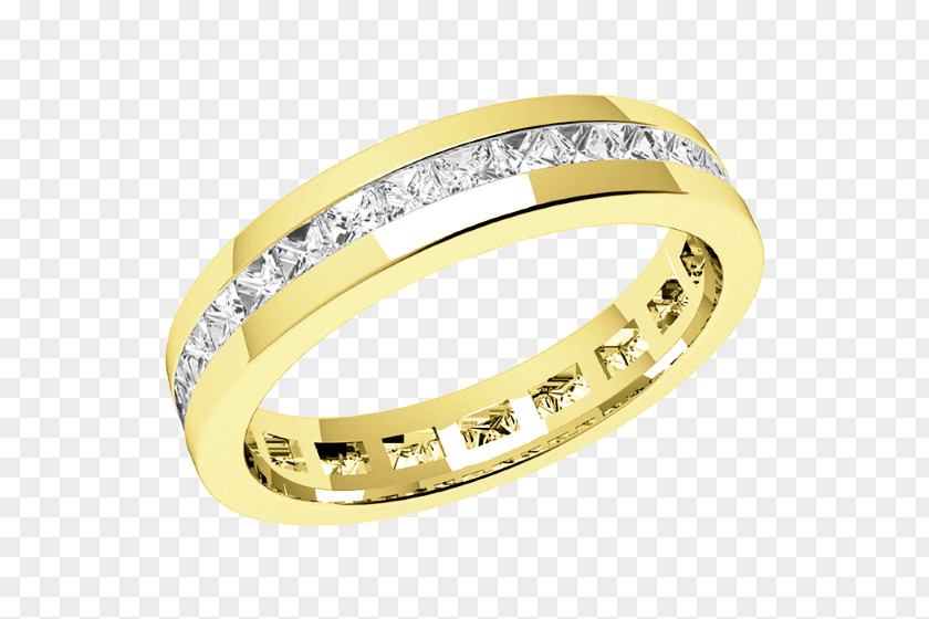 Full Eternity Diamond Rings Princess Cut Wedding Ring Jewellery PNG