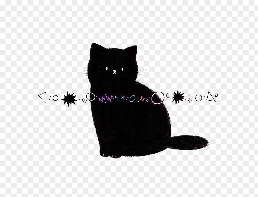 Kitten Sitting Black Cat Drawing Illustration PNG