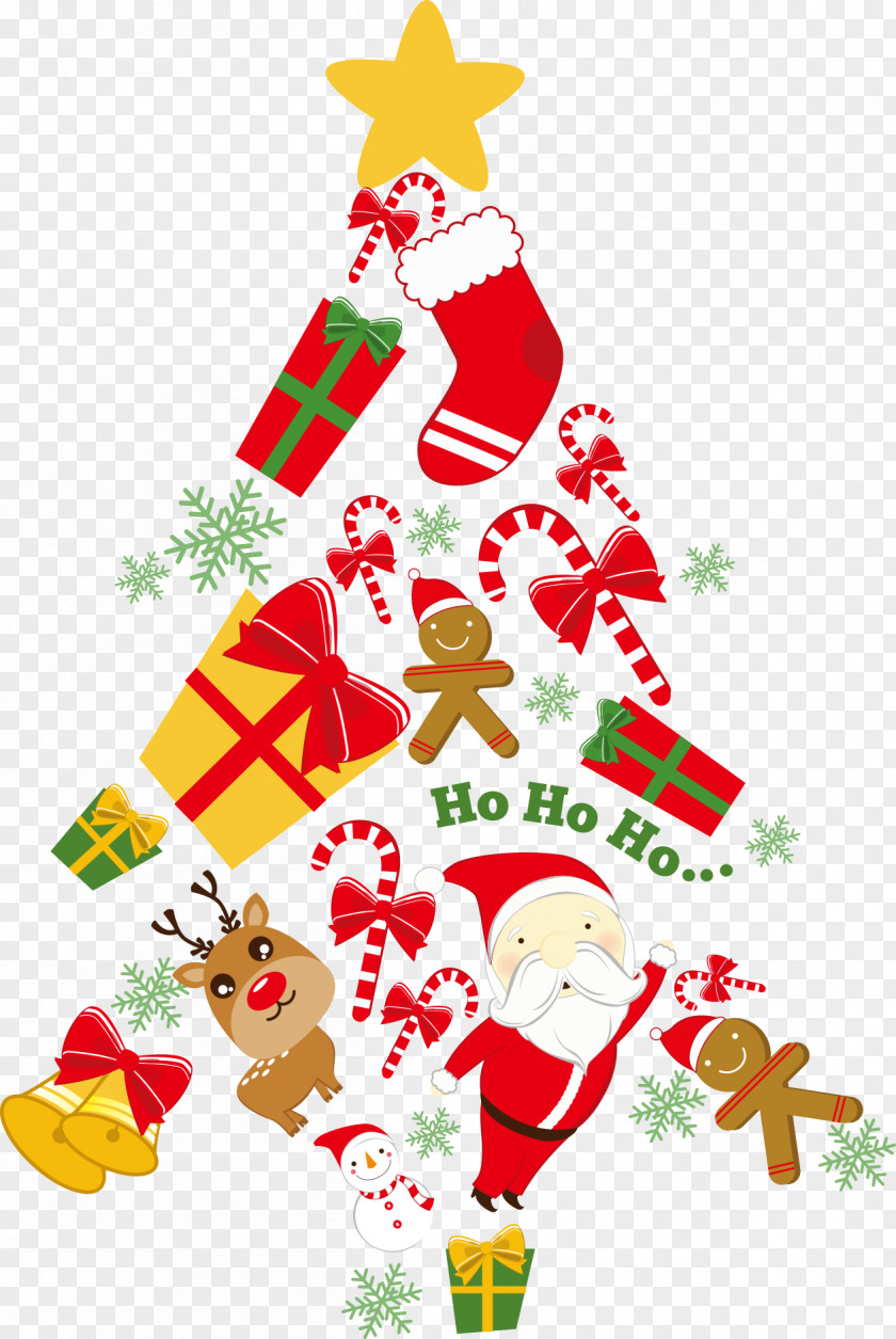 Vector Creative Christmas Tree Paper Santa Claus Card PNG