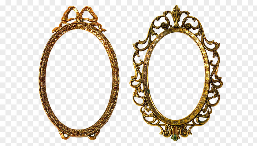 Gold Picture Frames Oval Mirror PNG