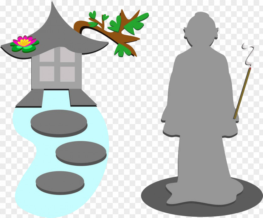 Hand Painted Flat Temple Monks Inner Peace Royalty-free Photography Clip Art PNG