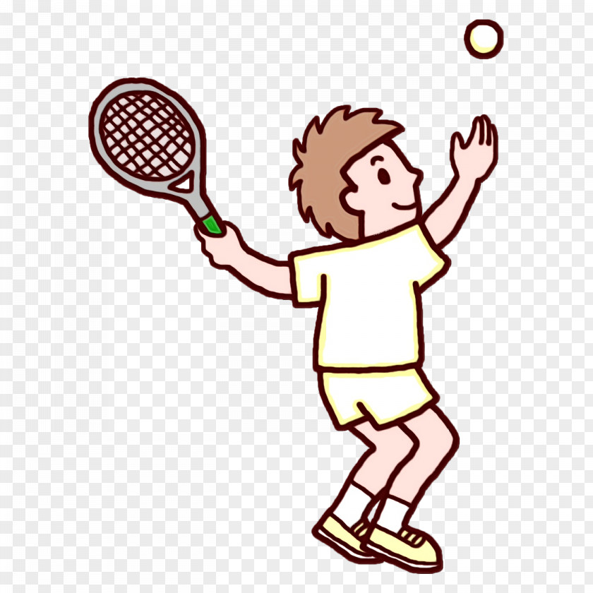 Cartoon Line Art Character Tennis Beach Racket PNG
