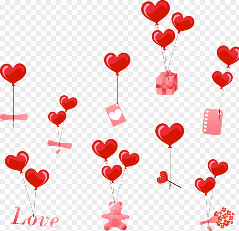 Red Love Balloon Valentine's Day Heart Clip Art PNG