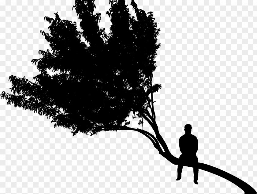 Sitting Man Silhouette Tree Clip Art PNG
