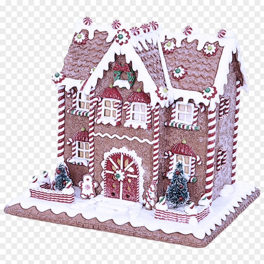Gingerbread House Dessert Pink Icing PNG