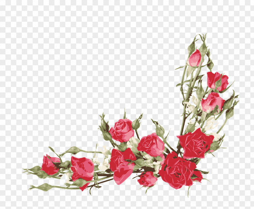 Red Rose Border Flower Bouquet Clip Art PNG