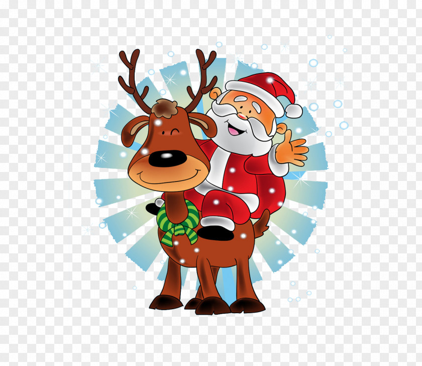 Accompanied By Deer And Red Santa Claus All The Way Claus's Reindeer Christmas New Year PNG