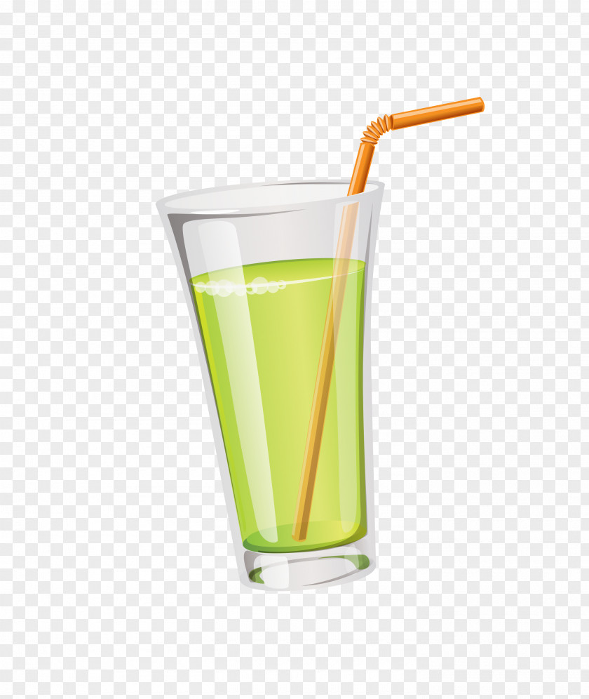 Vector Green Strawberry Glass Summer Drink Juice Limeade Cocktail Garnish Drinking Straw PNG