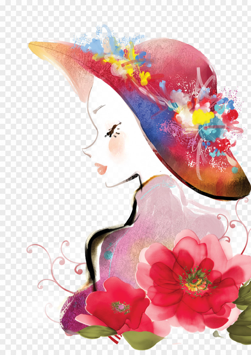 Watercolor Woman Like Painting Wish Lightning PNG