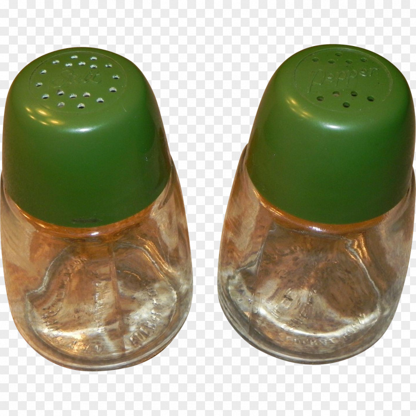 Glass Salt And Pepper Shakers Black Plastic PNG