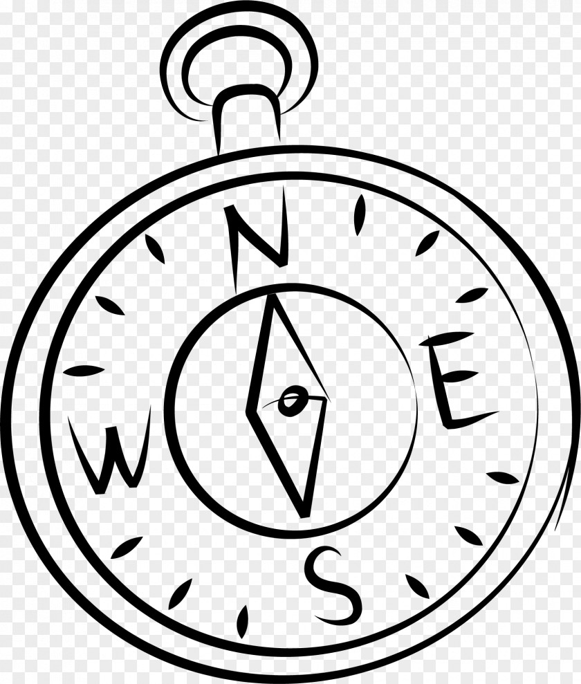 Hand Drawn Compass Black And White Clip Art PNG