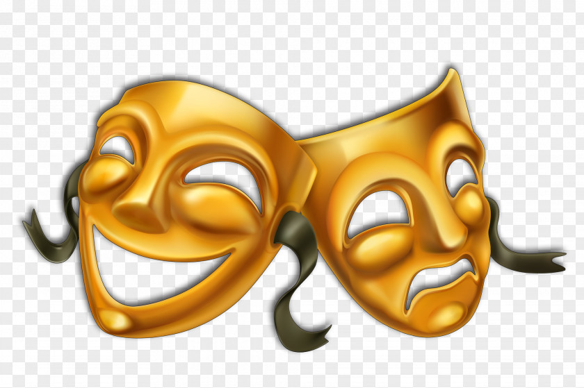 Hand-painted Golden Smiles And Sad Face Masks Royalty-free Theatre Mask Stock Photography PNG