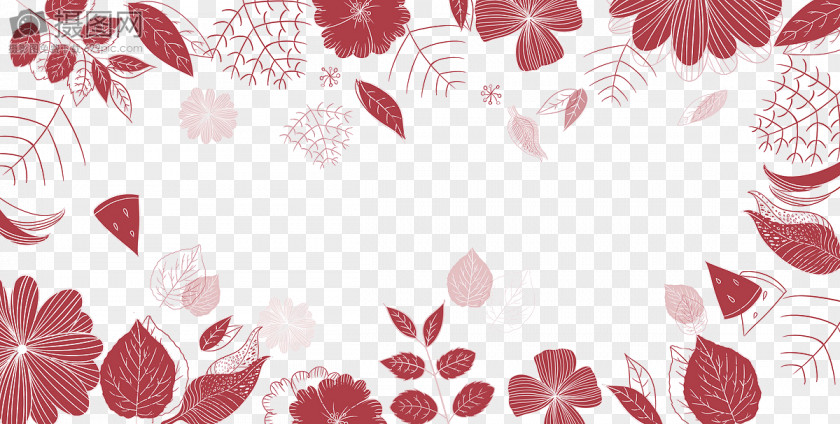 Red Leaf Background Template PNG