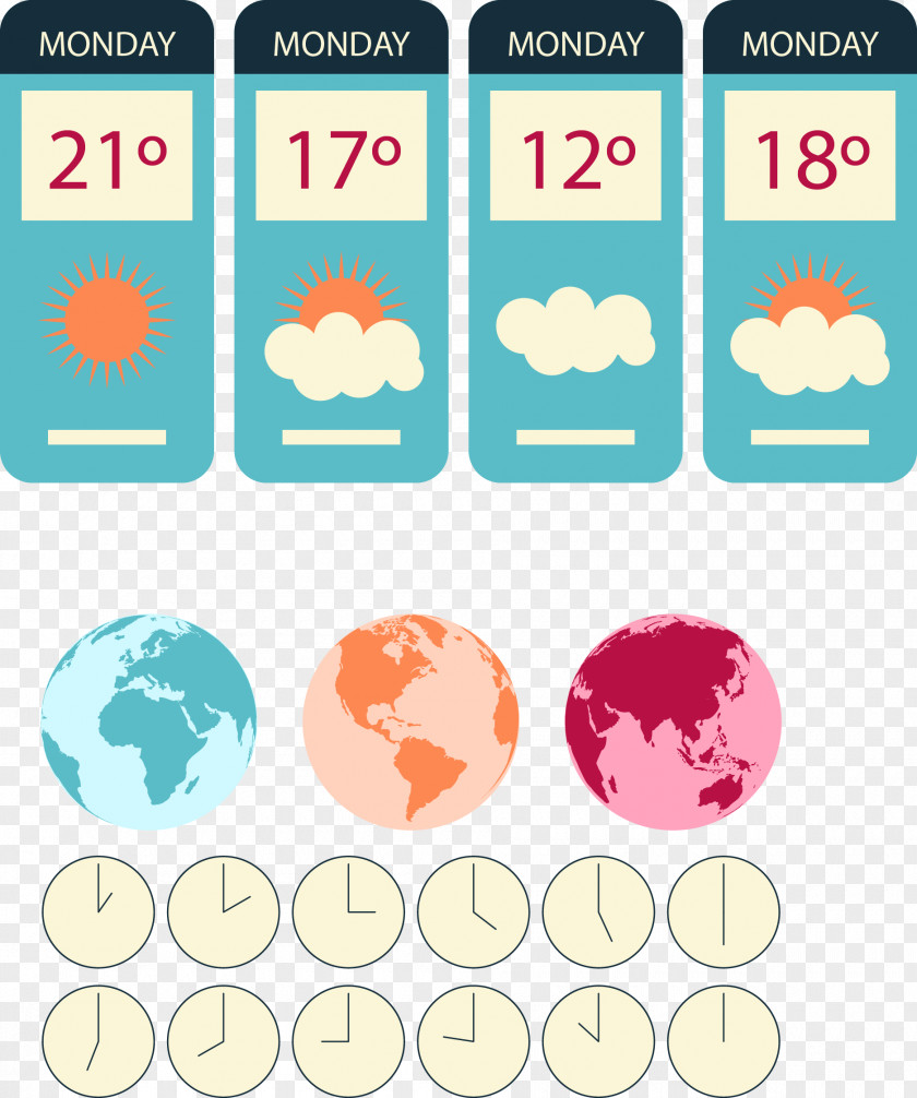 Vector Painted Weather Forecast Earth Euclidean Icon PNG