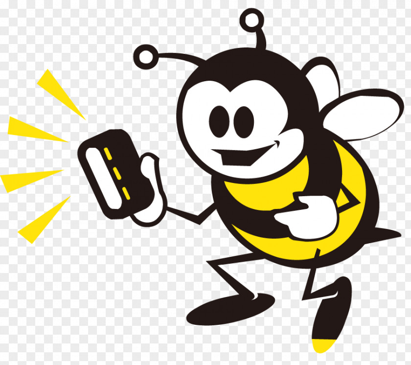 Vector Happy Bee BEE Logo Drawing PNG