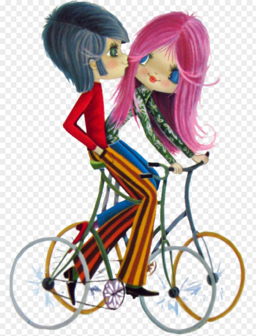 Couple Bicycle Fashion Illustration Cartoon PNG