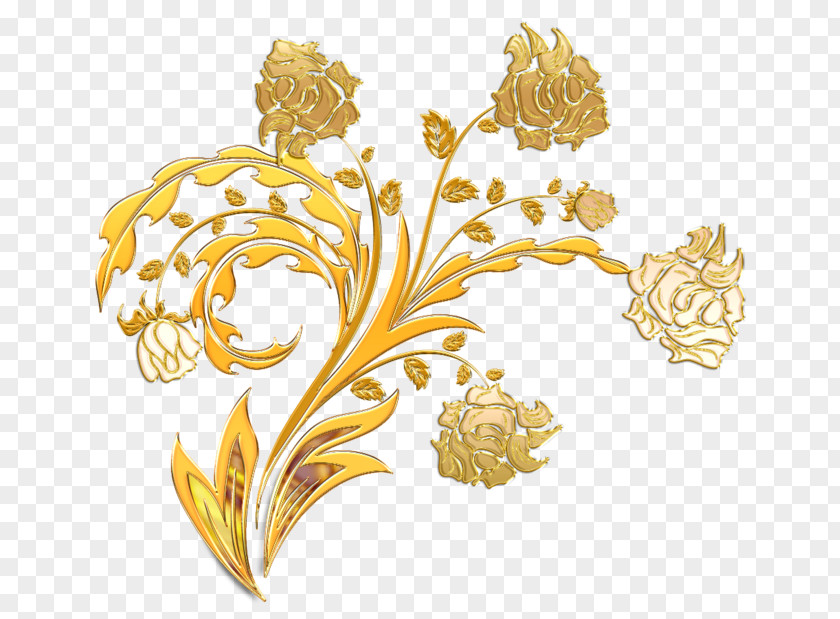 Flower Gold Ornament Clip Art PNG
