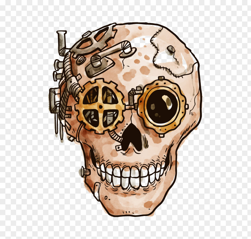 Steampunk Metal Skeleton Material Industrial Revolution Skull Gear PNG