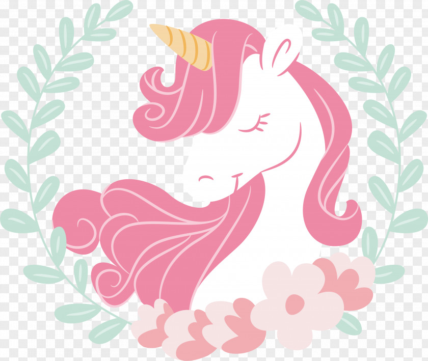 Pink Hair Unicorn Paper Drawing PNG