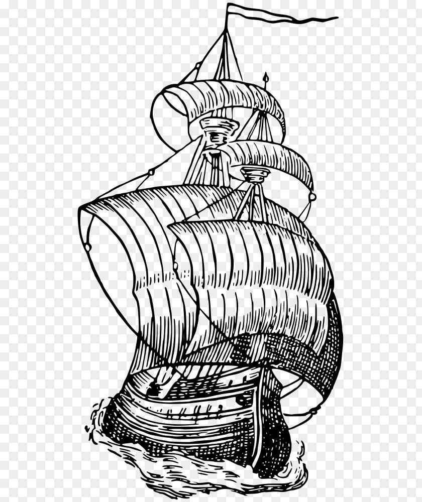 Ship Sailing Drawing PNG