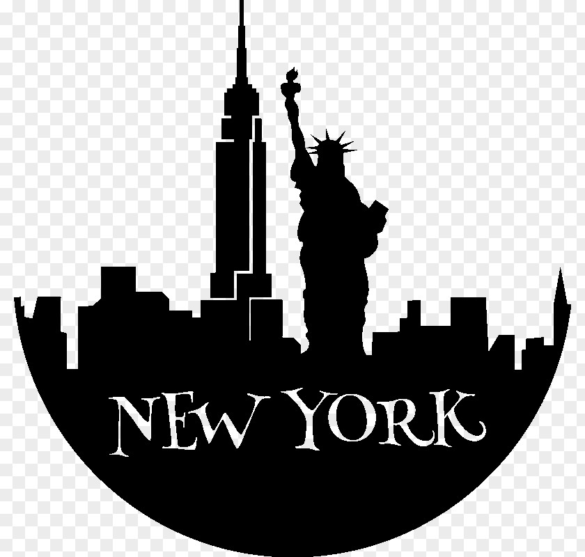 New York Silhouette Statue Of Liberty Empire State Building PNG