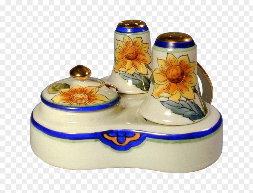 Hand-painted Sunflower Ceramic Cruet-stand Porcelain Condiment Salt And Pepper Shakers PNG