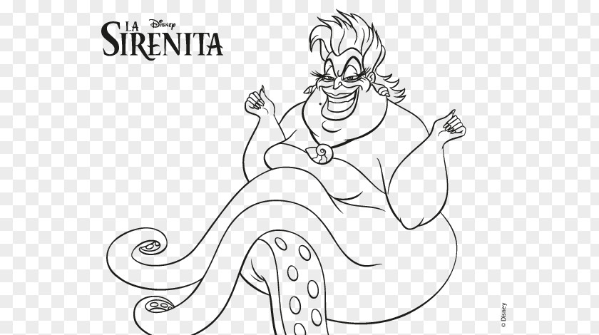 Book Doodle Ursula Ariel Coloring Mermaid Sea Witch PNG