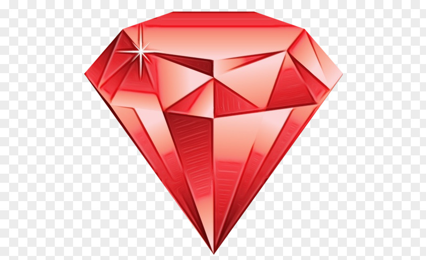 Diamond Gemstone Red Heart Triangle Line Clip Art PNG
