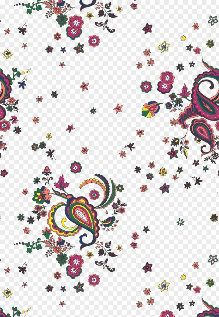 Flowers And Paisley Shading Background Pattern PNG