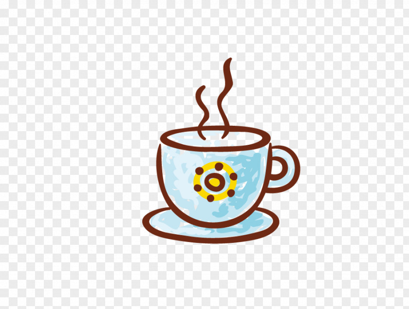 Hand-painted Coffee Cartoon Cup Clip Art PNG