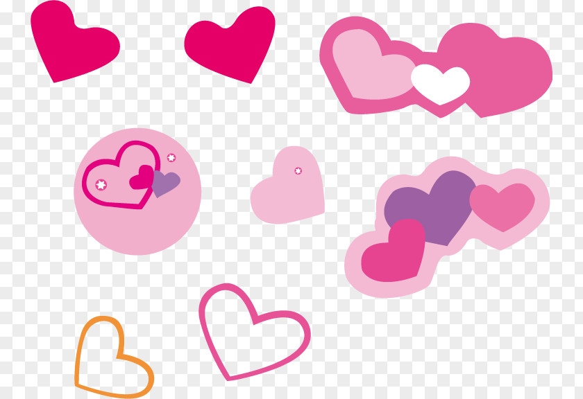 Pink Cute Love Heart-shaped Vector Material PNG