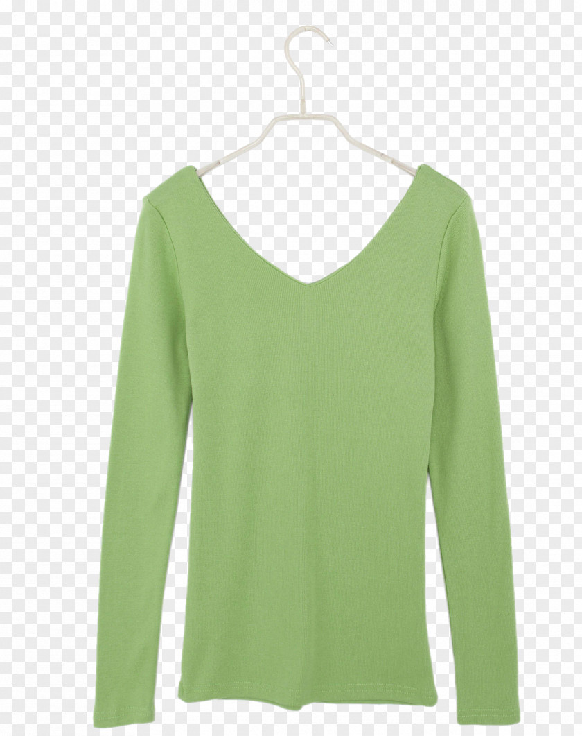 A Light Green T-shirt On Hanger Long-sleeved Clothing Shorts PNG