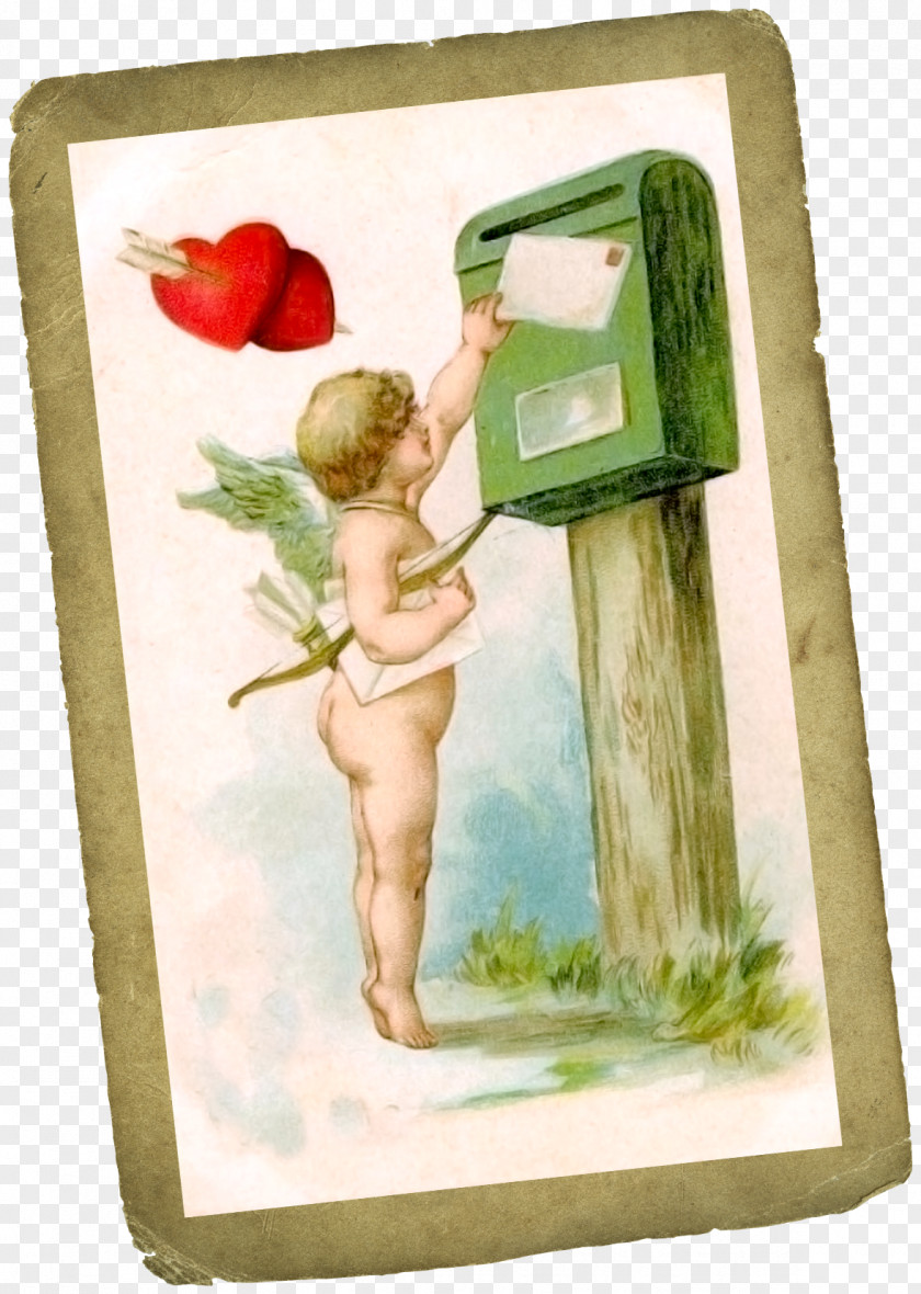 Cupid Letters Card Valentines Day Vintage Greeting Clip Art PNG