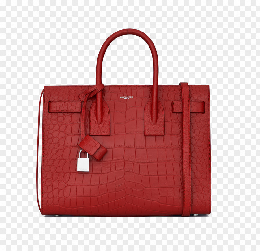SaintLaurent Red Bag With Lock Tote Handbag Yves Saint Laurent Leather PNG