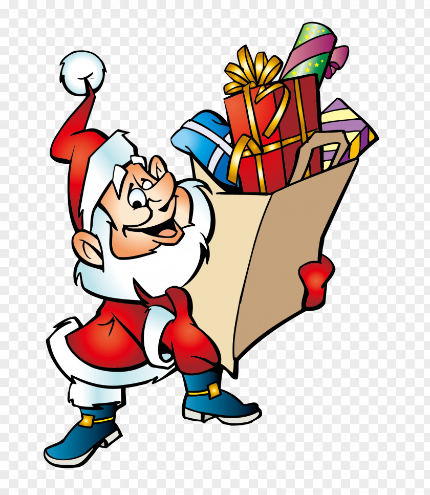 Santa Claus Christmas Gift Cartoon Clip Art PNG