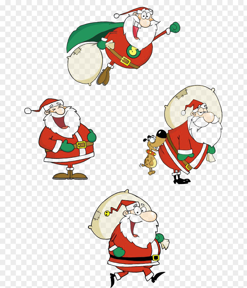 Santa Claus Holding A Gift Bag Clip Buckle Free Cuteness PNG