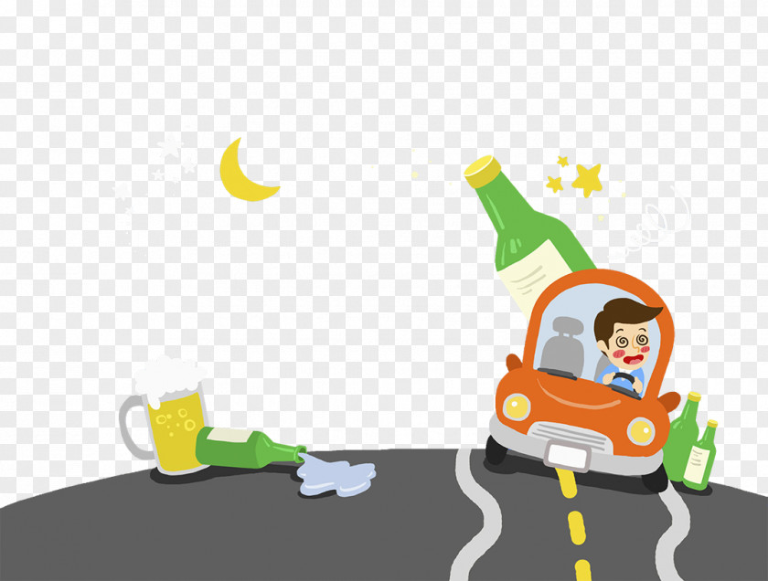 Cartoon Illustration Drunken Drunk Driving Alcohol Intoxication PNG