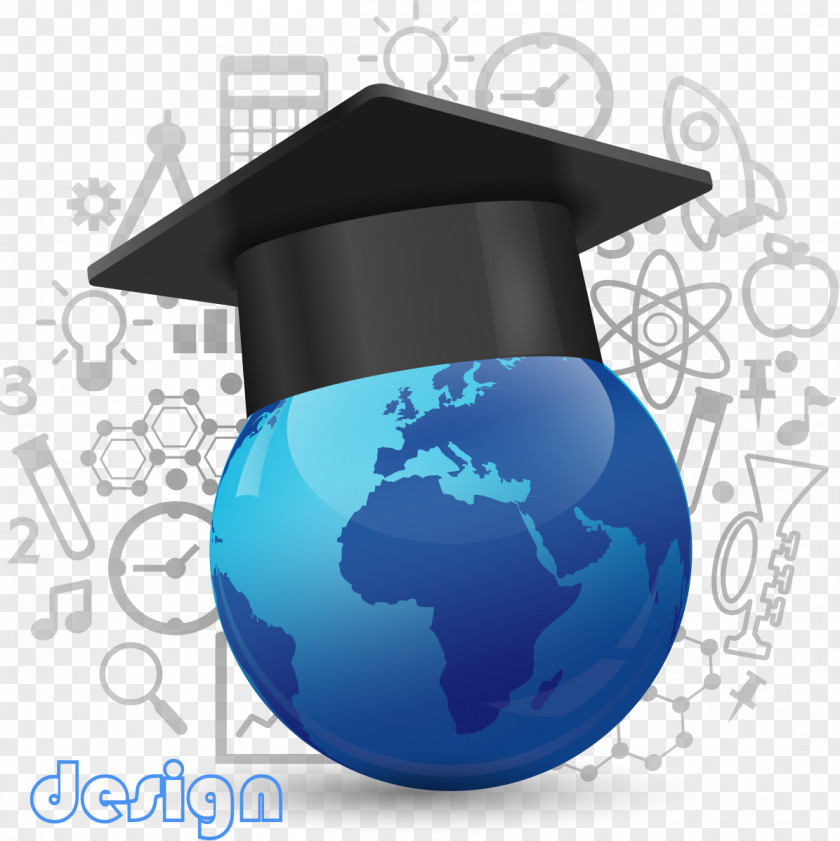 Dr. Dai Cap Blue Globe World Map PNG