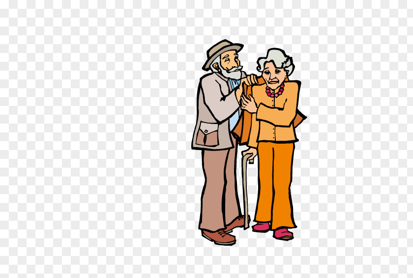 Loving Old Couple Cartoon Wife Illustration PNG