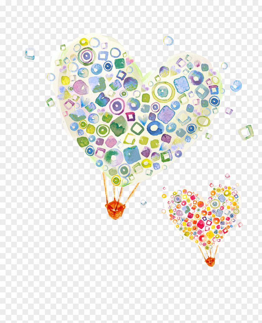 Love Hot Air Balloon Vector Cartoon Heart Illustration PNG