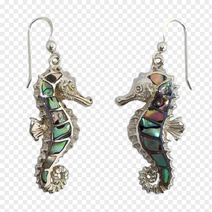 Seahorse Earring Turquoise Pearl Gold PNG