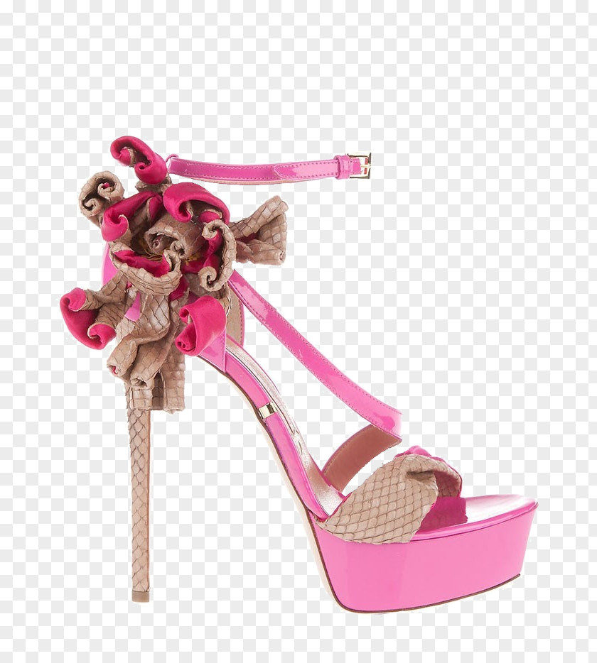Qian Ma Can Lorenz Fake Flowers Pink High-heeled Sandals Footwear Sandal Shoe Stiletto Heel Boot PNG
