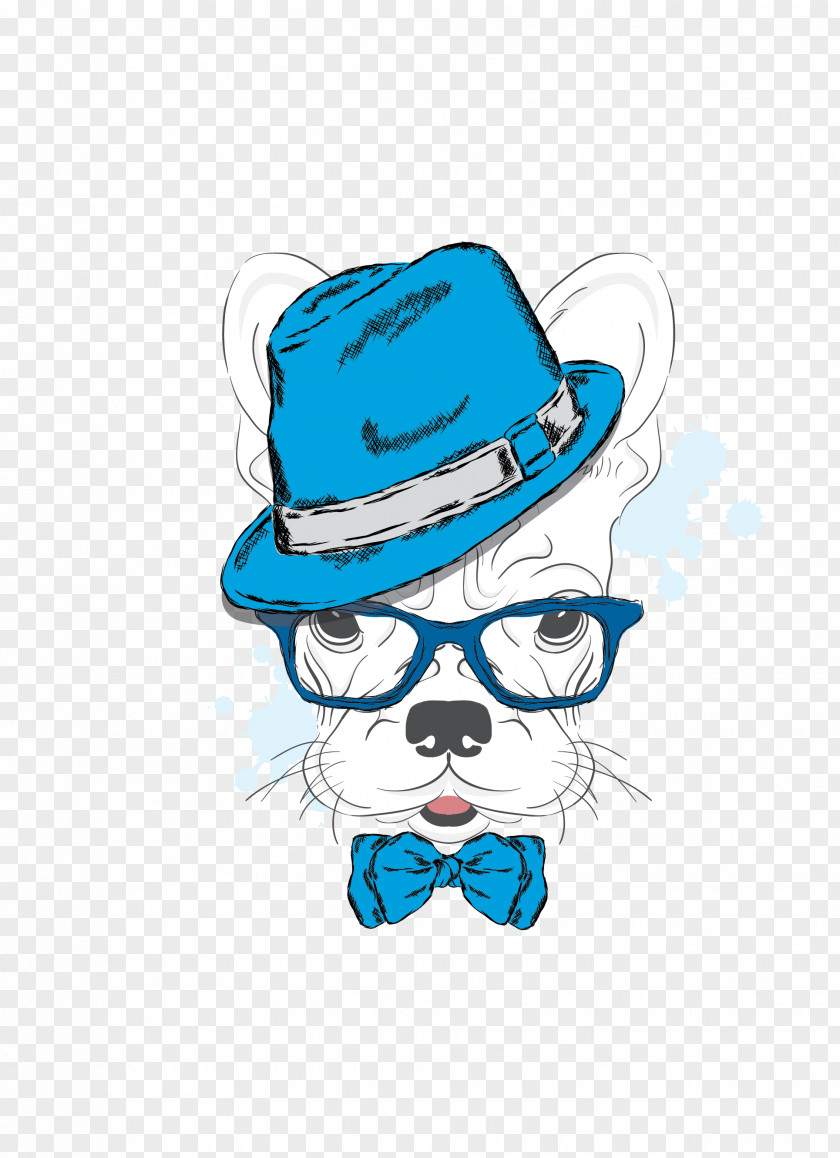 Vector Colored Hat With Small Puppy Pet French Bulldog T-shirt Illustration PNG