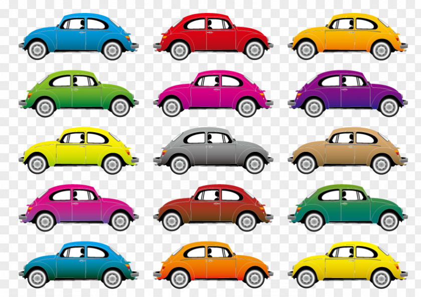 Vector Elements Color Collection Cartoon Toy Airplane Car Volkswagen Beetle Motors Corporation Ford Mustang PNG