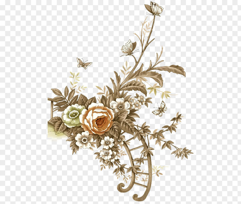 Birds And Flowers Vintage Clothing Flower Antique Clip Art PNG