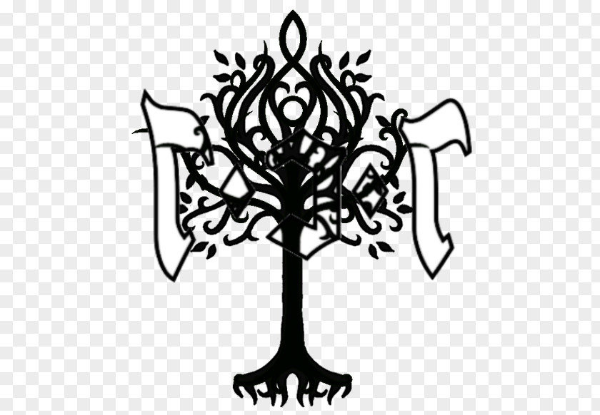 Clip Art White Tree Of Gondor Black Line Pattern PNG